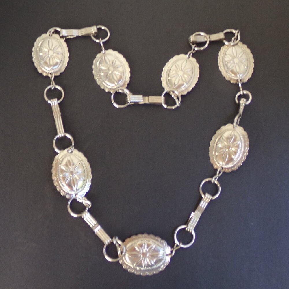 Metal Belt Silver-Tone Look Western Rodeo Cowgirl